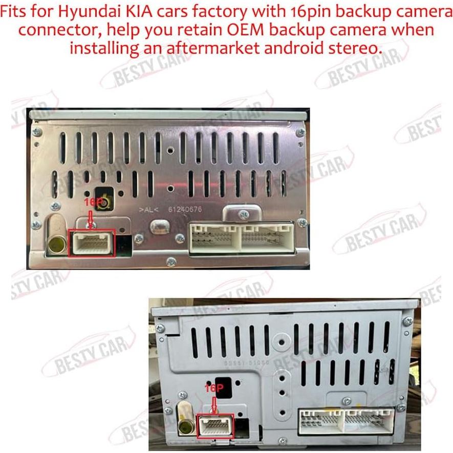 Adaptador de cable de video de cámara de reversa Hyundai Kia 16 pines