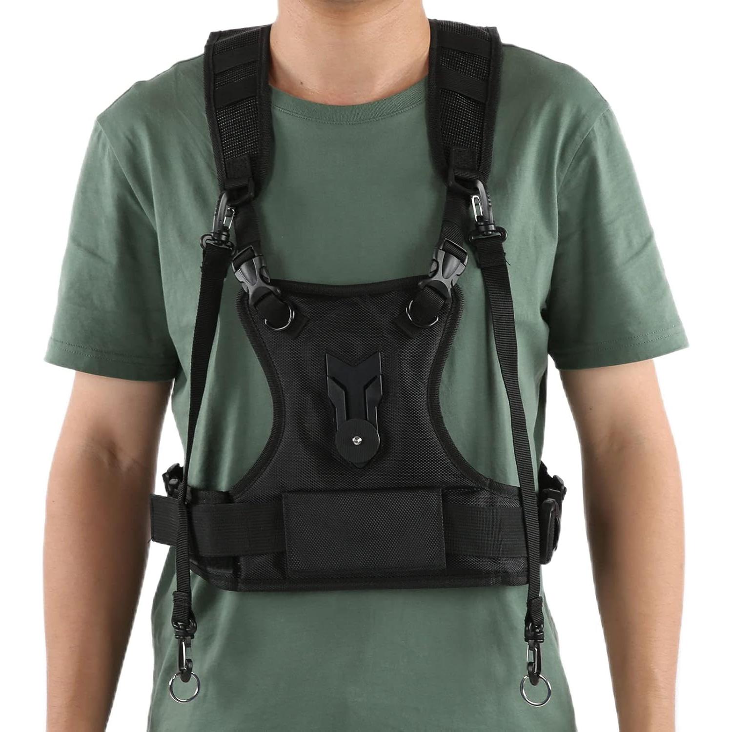 Arnés de cámara doble hombro Mrisata, nylon premium, ergonómico