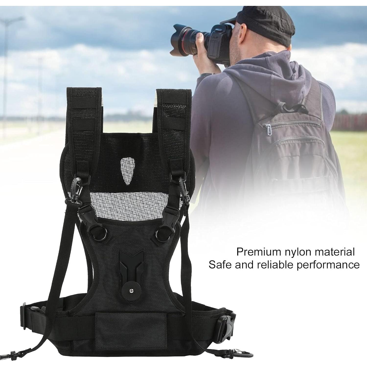 Arnés de cámara doble hombro Mrisata, nylon premium, ergonómico