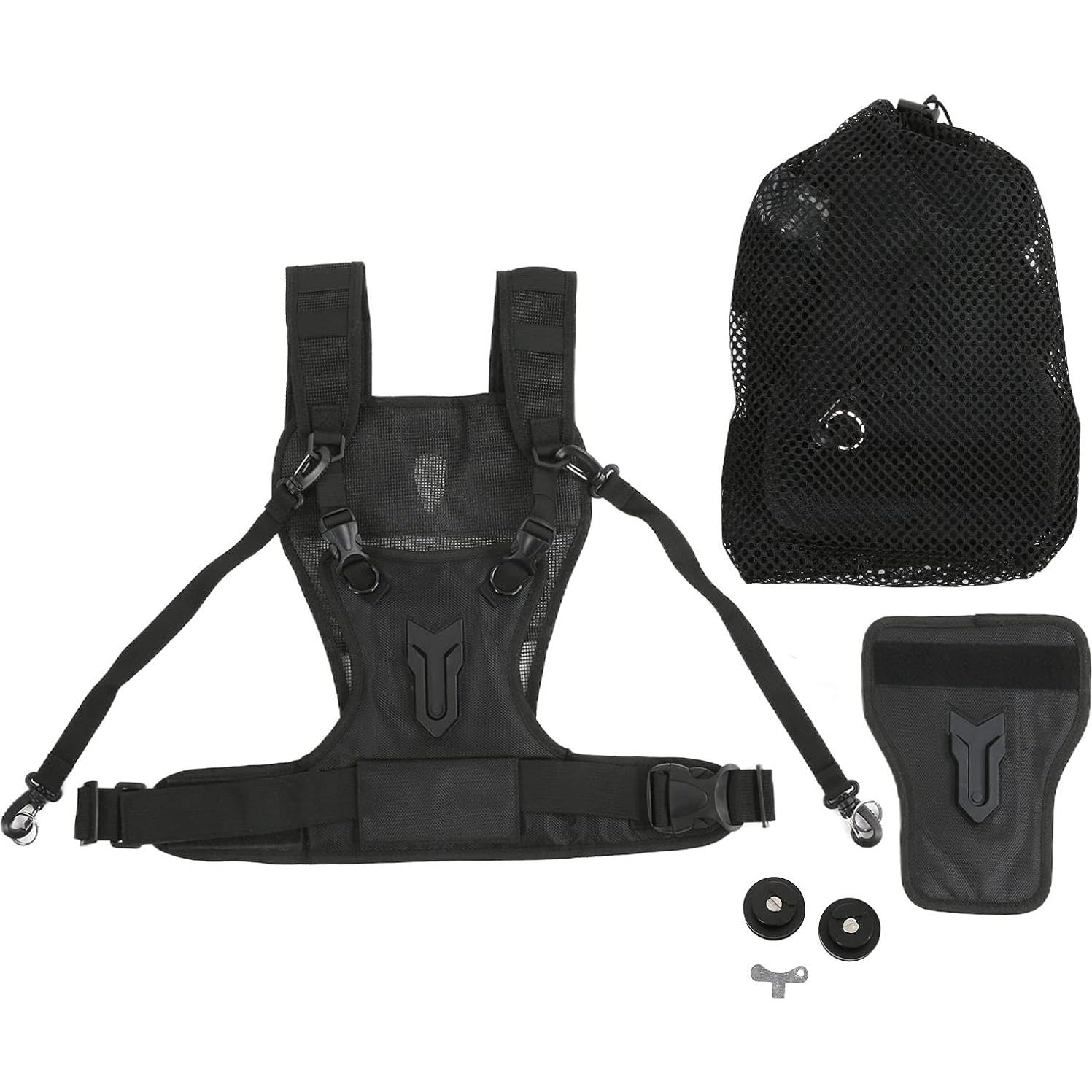 Arnés de cámara doble hombro Mrisata, nylon premium, ergonómico