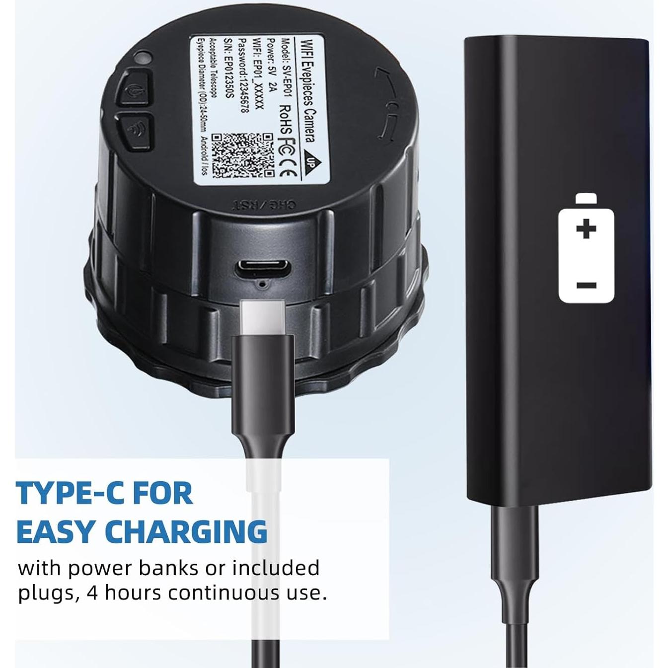 Cámara de Ocular WiFi YWLL SV-EP01 2.5K para Telescopios y Microscopios