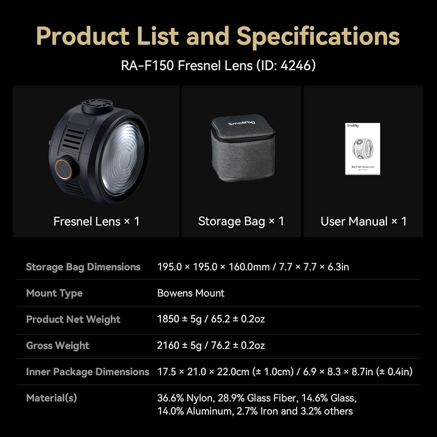 Lente Fresnel SmallRig RA-F150 con Montura Bowens 1.85kg