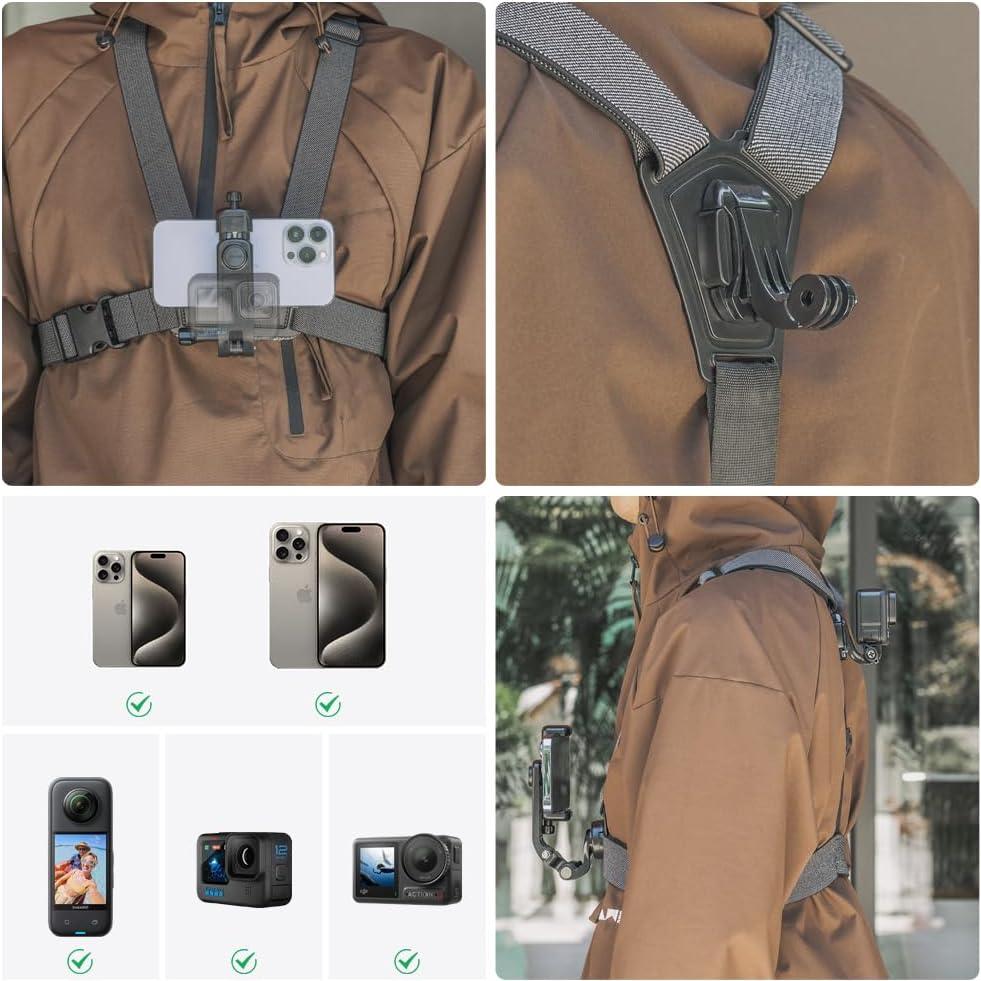 Arnés de Pecho Ajustable SOH M14 para Teléfono y Cámaras