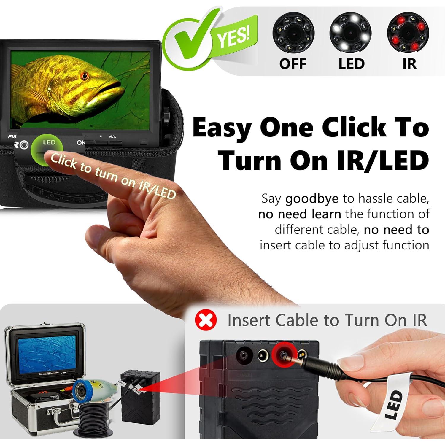 Cámara de Pesca Submarina FishPRO 7" Autofoco 1200TVL 15m