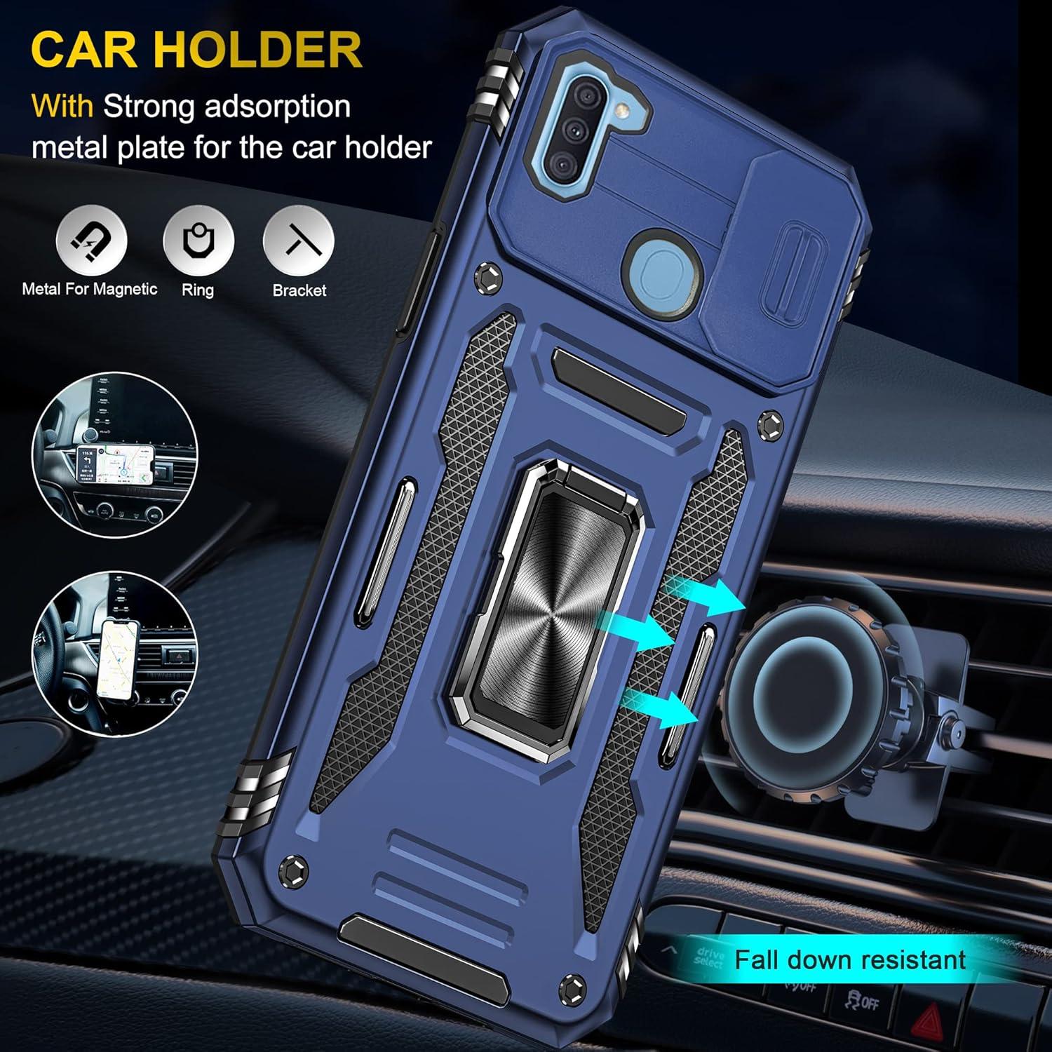 Funda Asuwish para Samsung Galaxy A11/M11 con Protector de Pantalla y Soporte Magnético Azul Marino