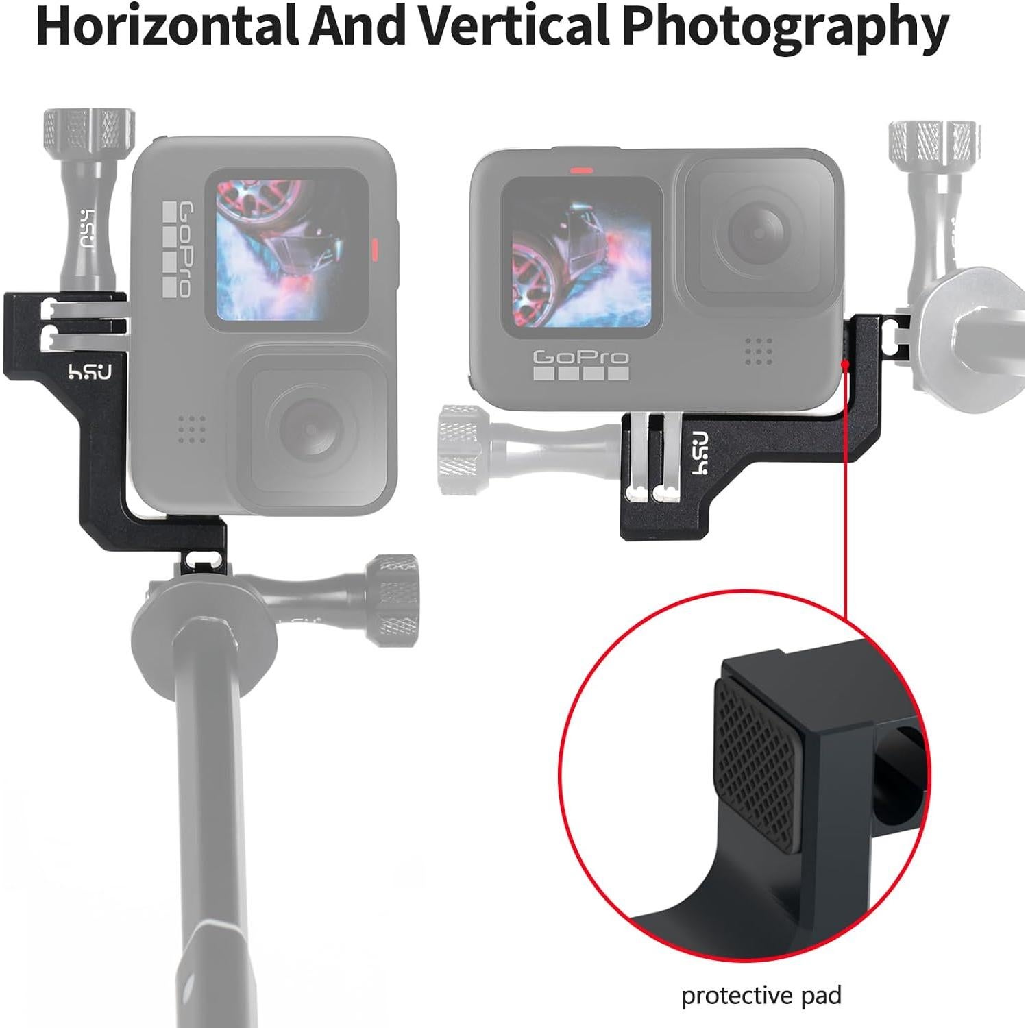 Adaptador Codo Vertical Aluminio HSU para GoPro Hero 9-13