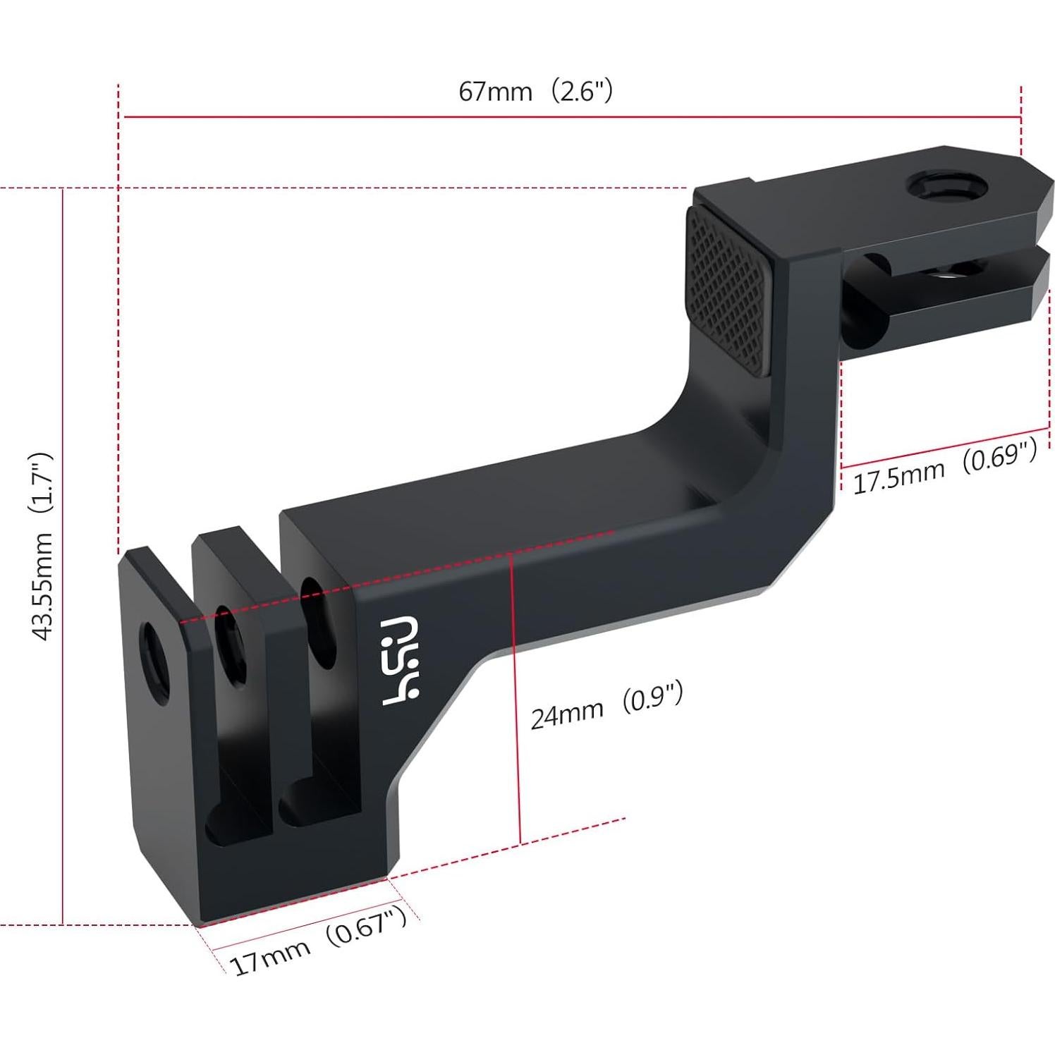 Adaptador Codo Vertical Aluminio HSU para GoPro Hero 9-13