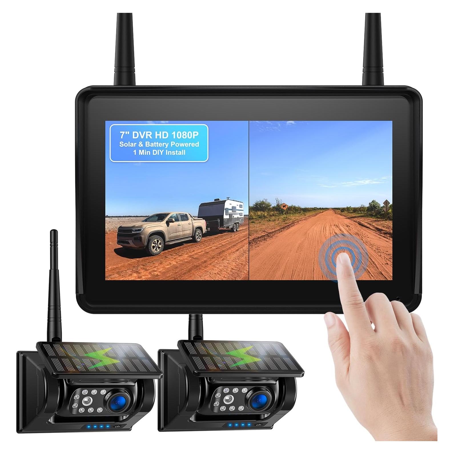 Cámara de Respaldo Solar Fookoo 7" Inalámbrica HD 1080P