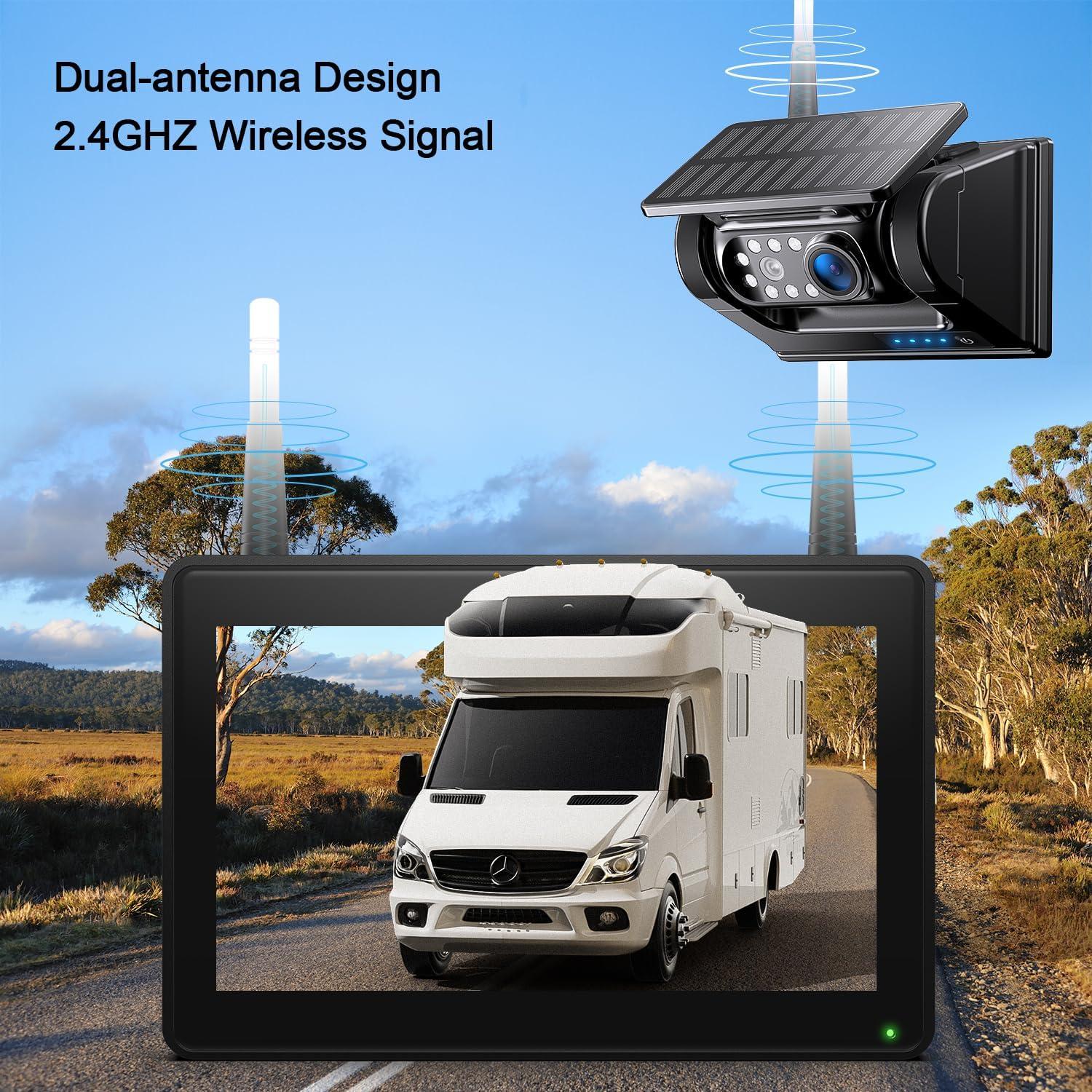 Cámara de Respaldo Solar Fookoo 7" Inalámbrica HD 1080P