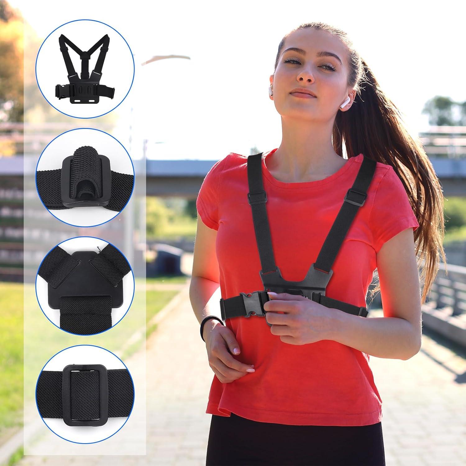 Arnés de Pecho Ajustable Lasuroa para Cámaras AKASO DJI - Negro