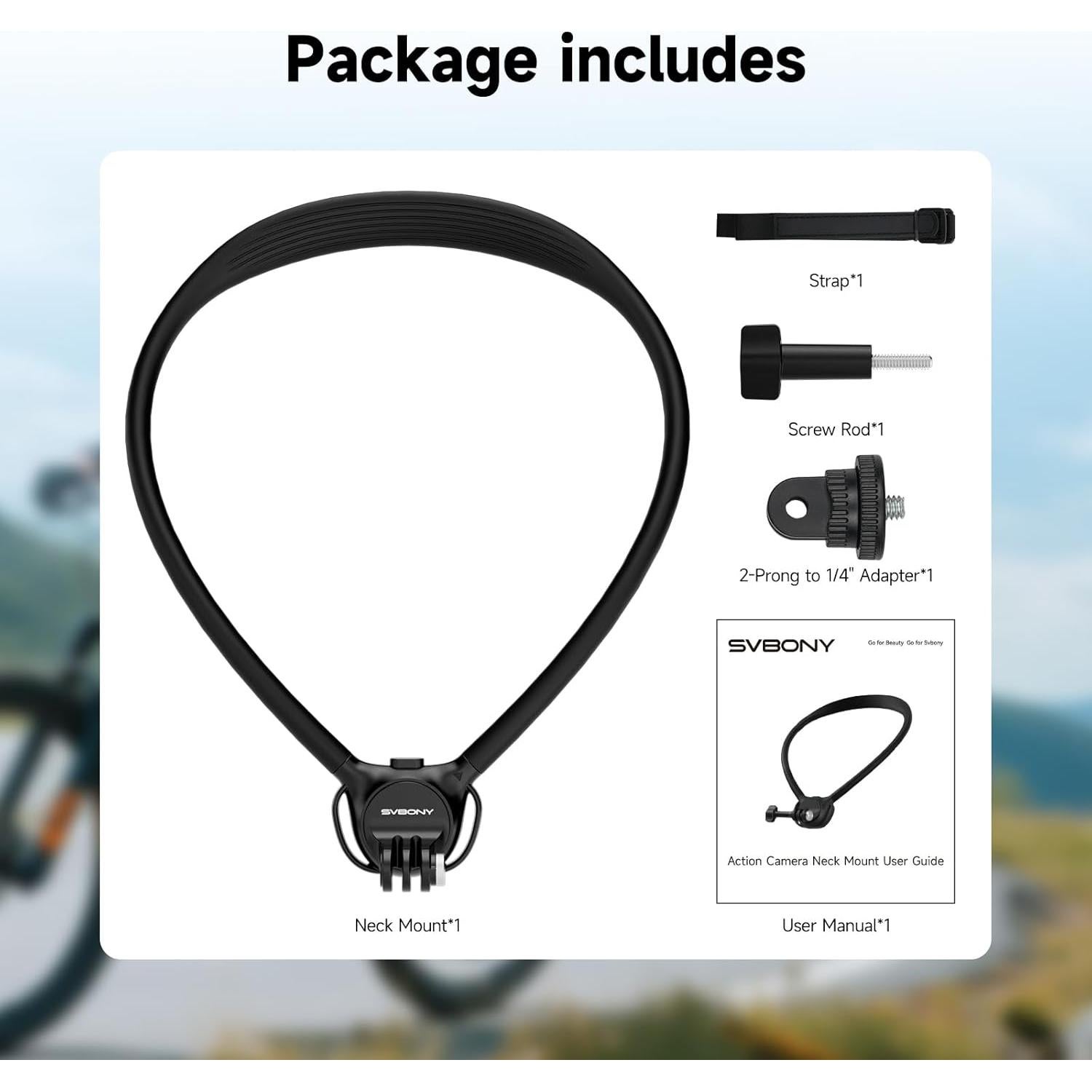Soporte de Cuello SVBONY 3 en 1 para GoPro e Insta 360