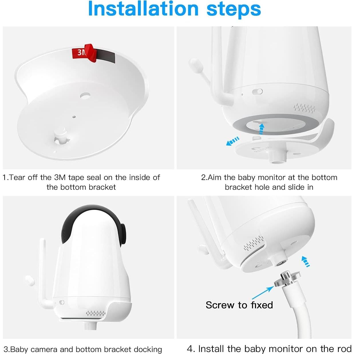 Soporte Flexible para Monitor de Bebé VAVA y HIPP - Sin Perforaciones