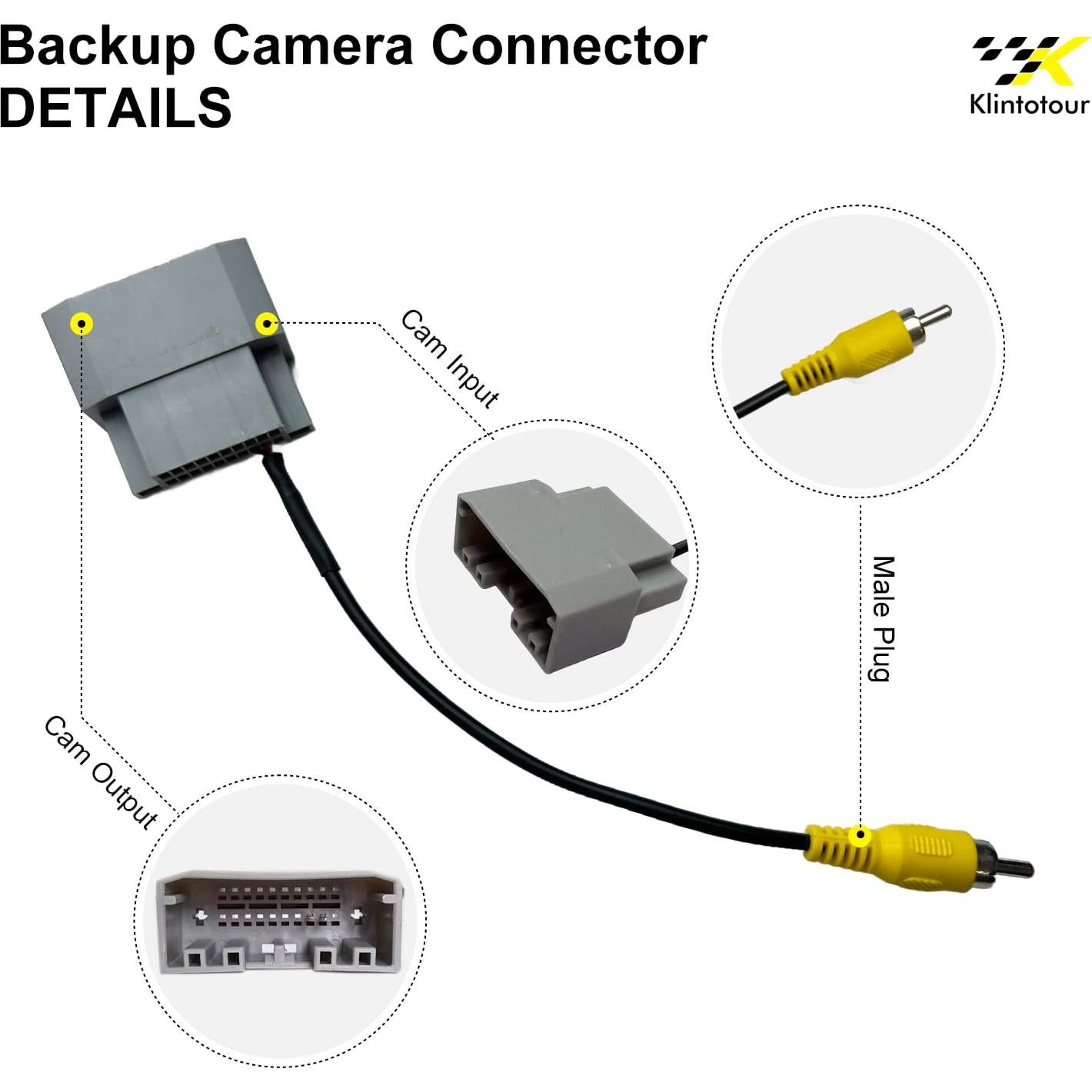 Adaptador de cámara de respaldo Klintotour para Chrysler/Dodge/Jeep/Volkswagen