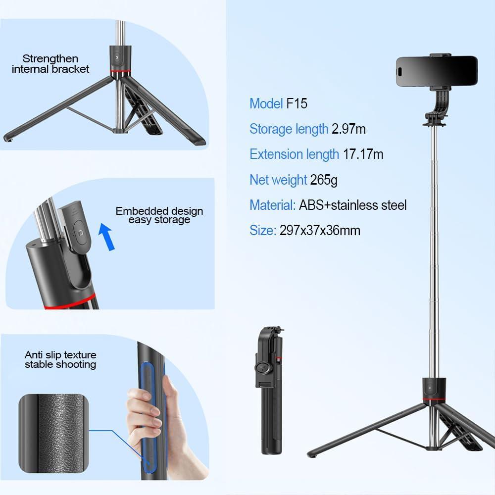 Trípode para Teléfono JIUHCORY 171 cm con Control Remoto