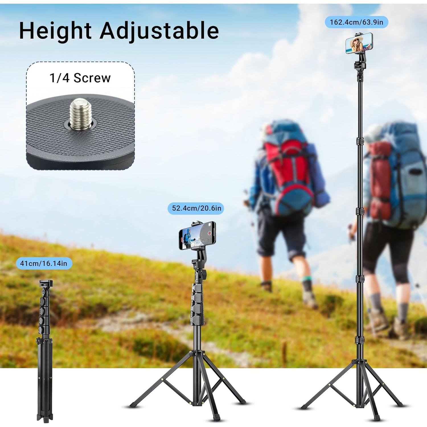 Soporte trípode para teléfono LenTok con zoom remoto 162cm