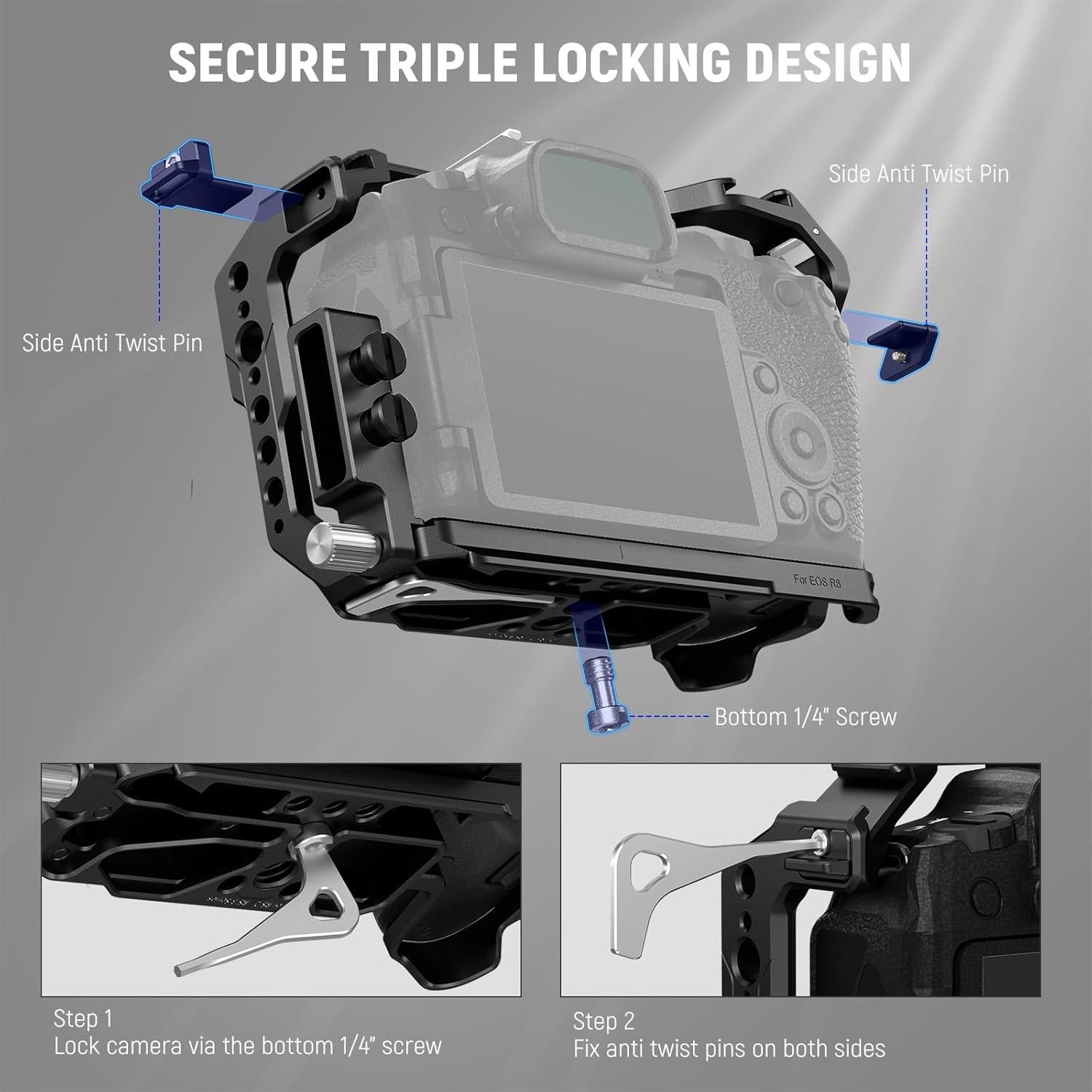 Jaula de Cámara NEEWER para Canon R8 - Aluminio, Ligera y Segura