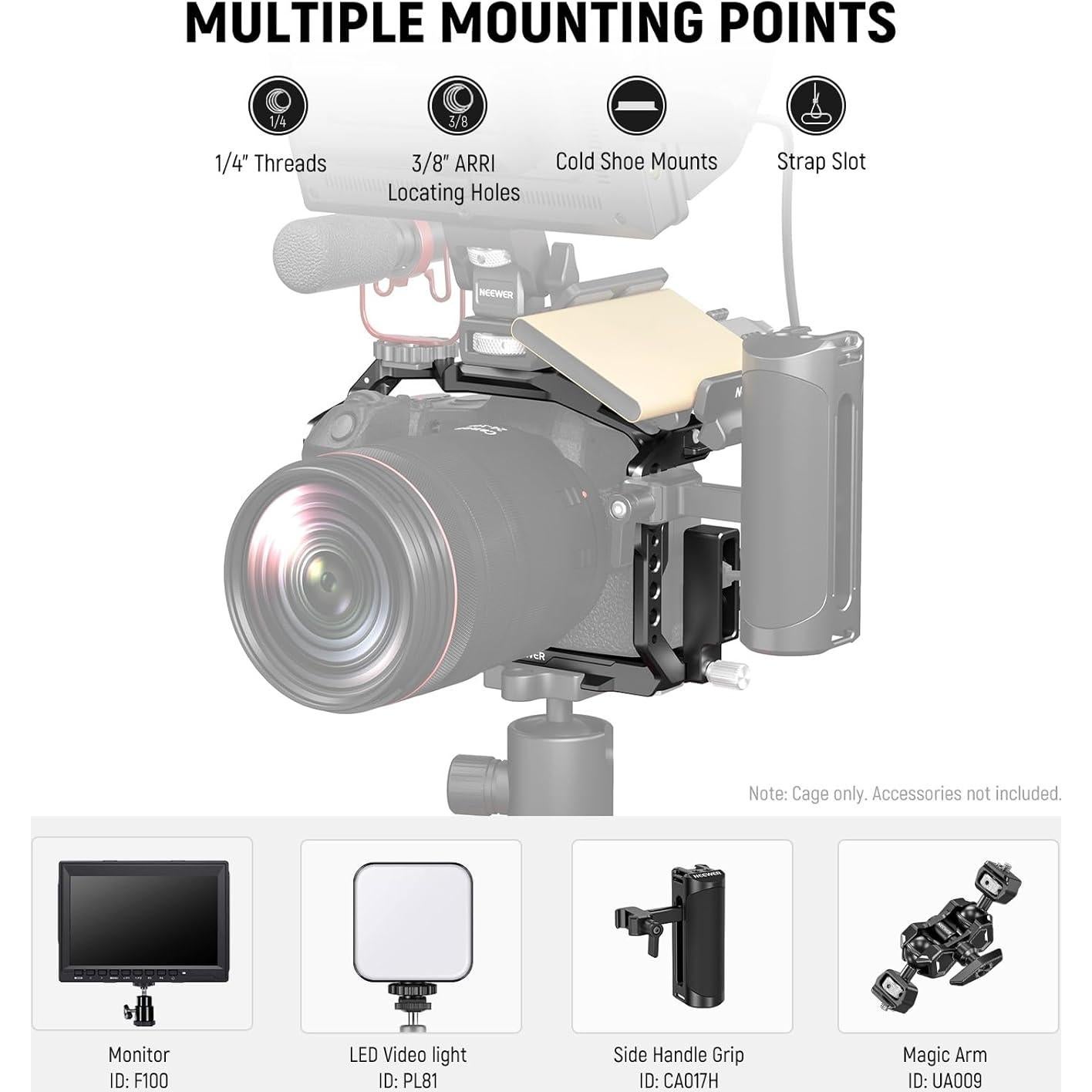 Jaula de Cámara NEEWER para Canon R8 - Aluminio, Ligera y Segura
