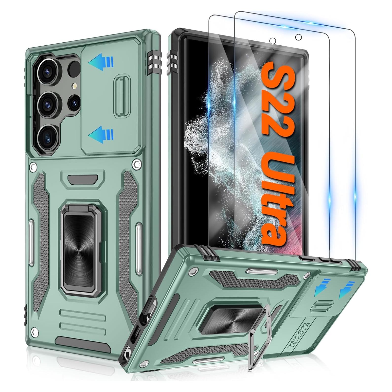 Funda Samsung Galaxy S22 Ultra 6.8" Verde Alpino + 2 Protectores HD