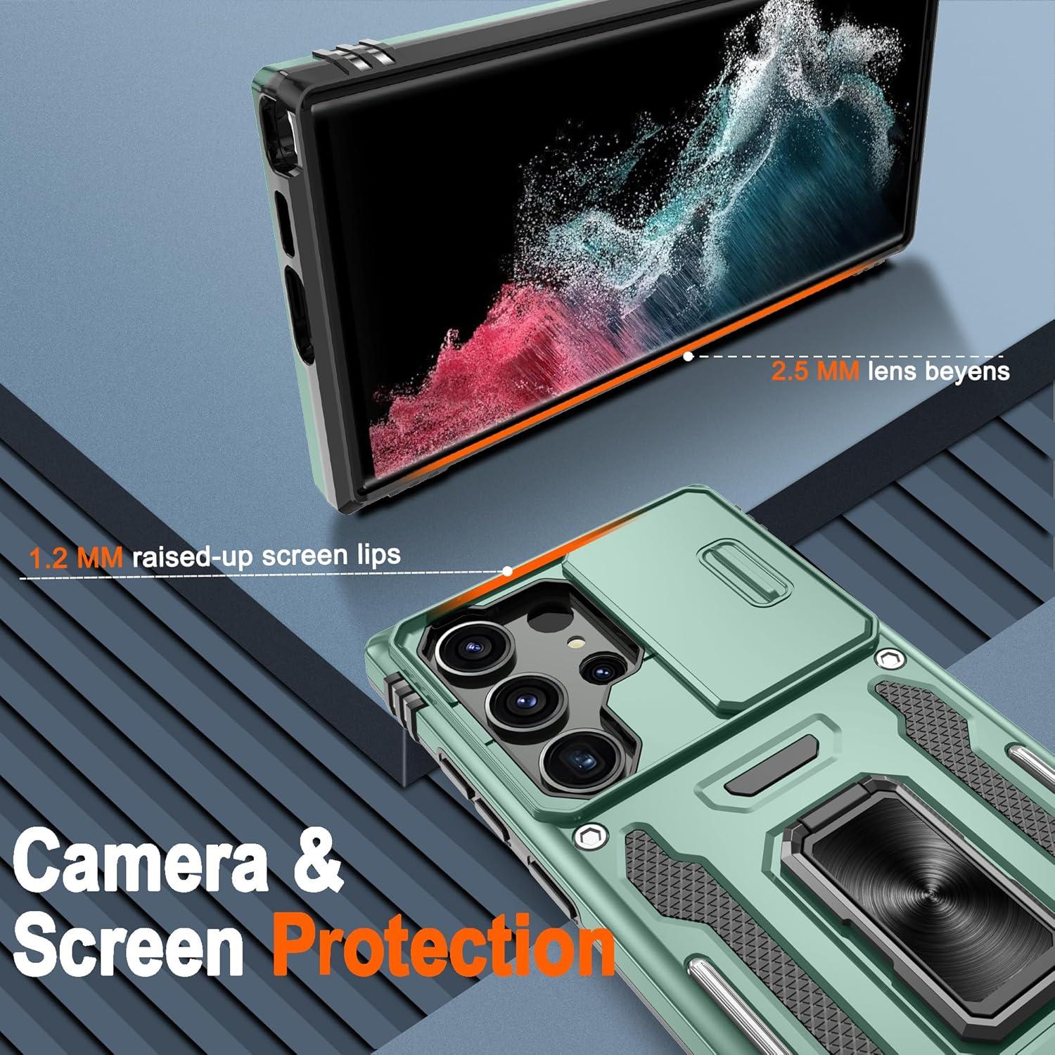 Funda Samsung Galaxy S22 Ultra 6.8" Verde Alpino + 2 Protectores HD