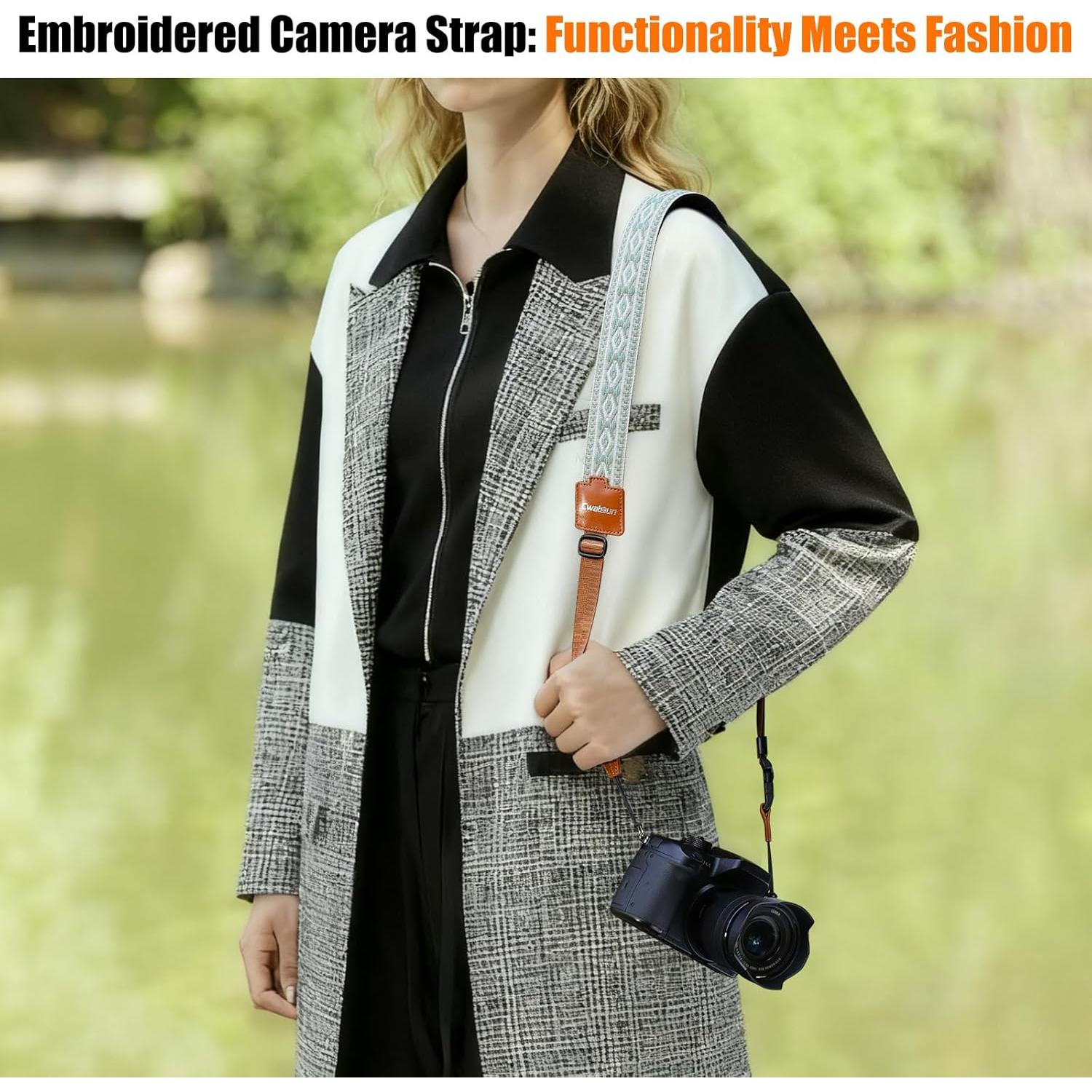 Correa de Cámara Cwatcun Floral Bohemia Ajustable 120-140 cm