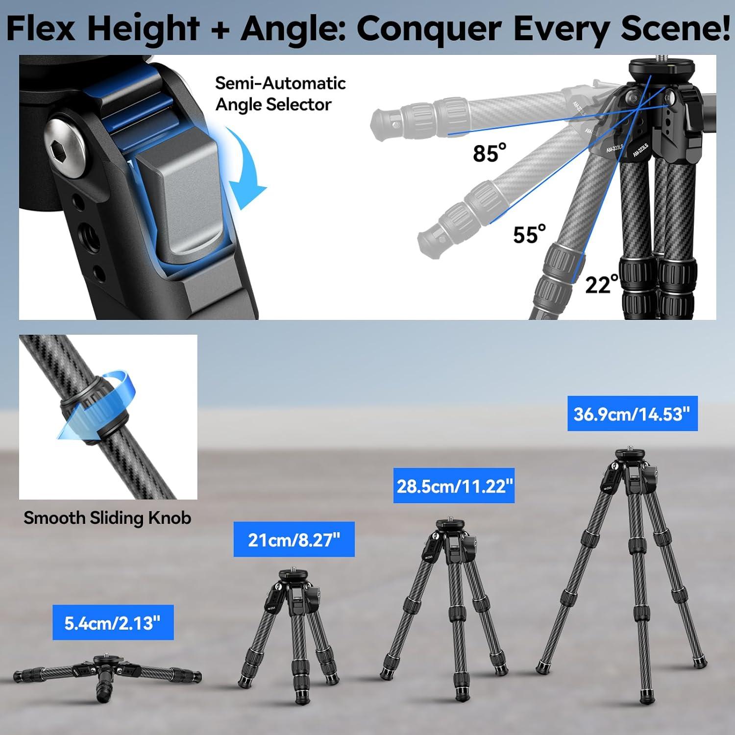 Trípode Mini SIRUI AM-223LS Fibra de Carbono 15kg 0.74kg