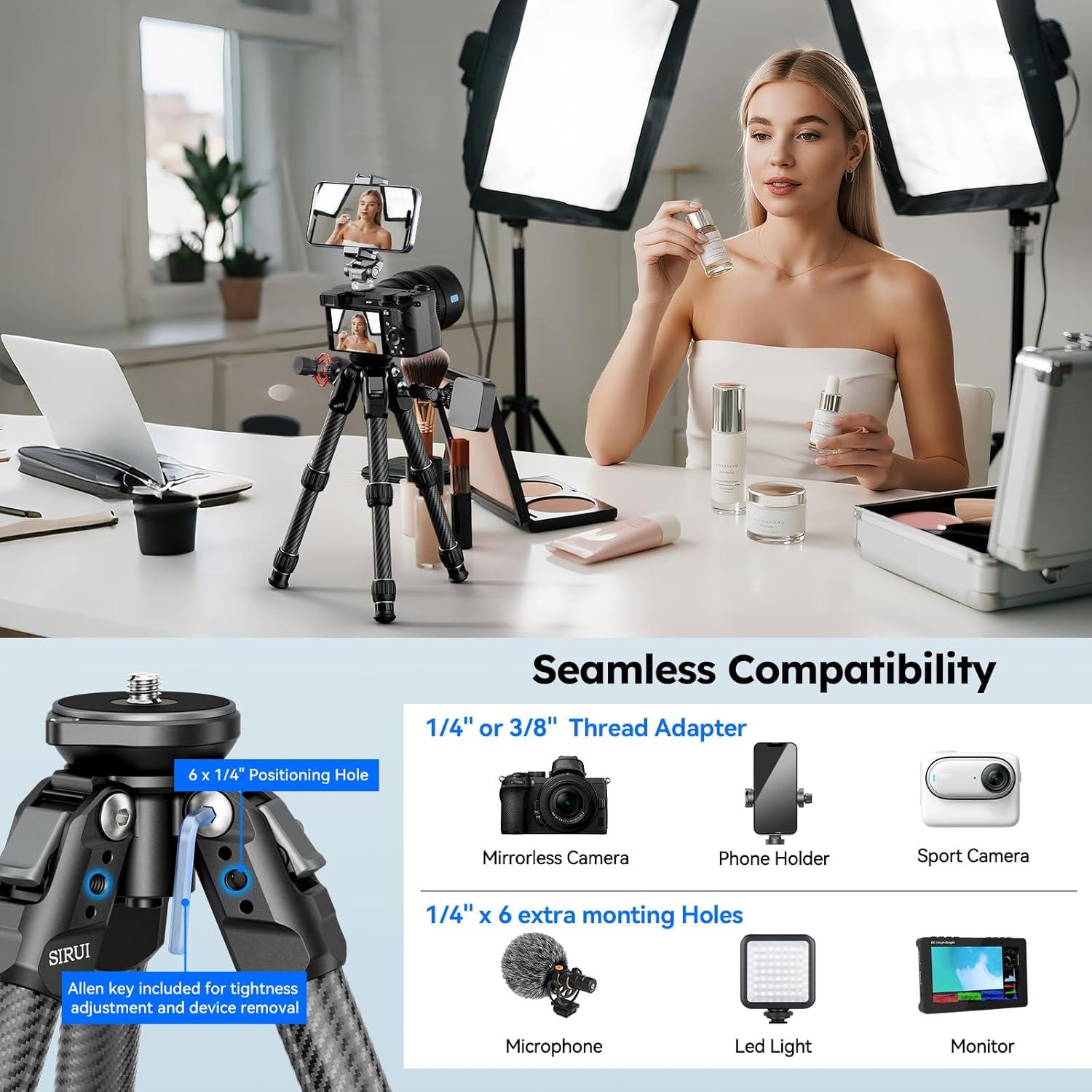 Trípode Mini SIRUI AM-223LS Fibra de Carbono 15kg 0.74kg