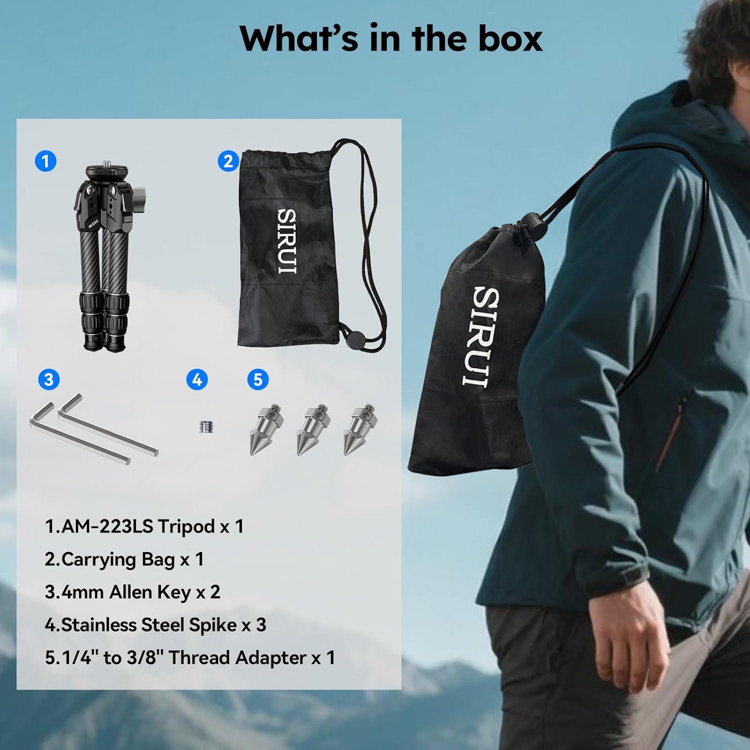 Trípode Mini SIRUI AM-223LS Fibra de Carbono 15kg 0.74kg