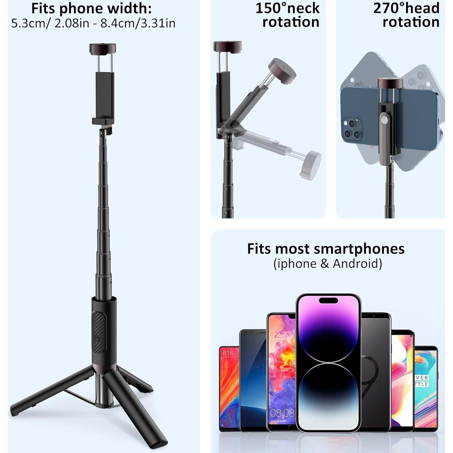 Trípode de Aluminio Plegable pperfcoo para Selfies 83.8 cm