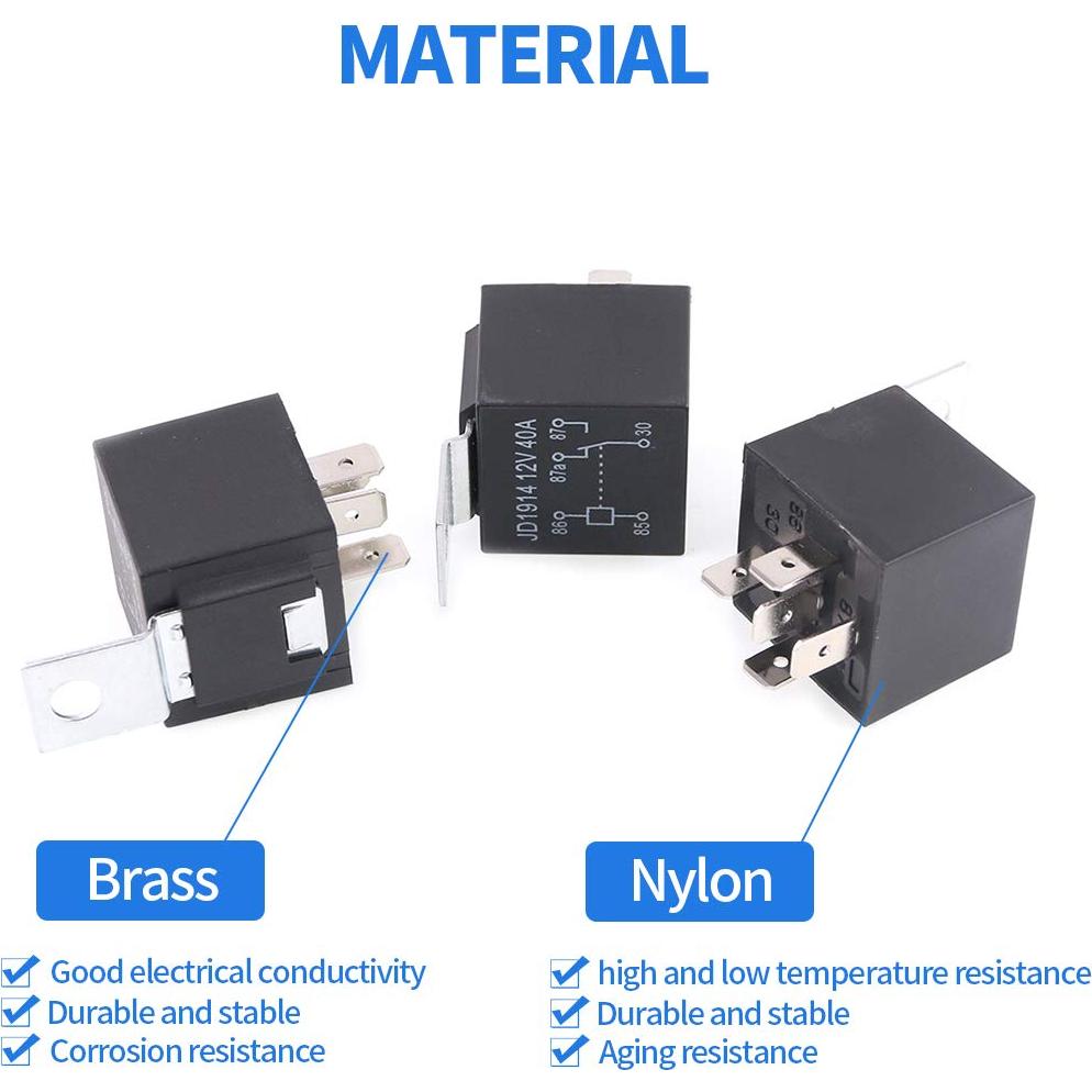 Paquete de 10 Relés Eléctricos SPDT 12V 30/40A 5 Pines Glarks