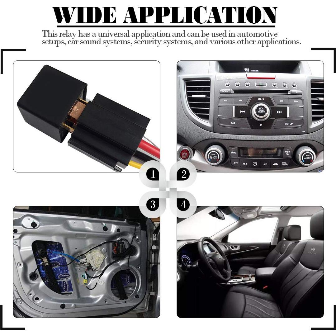 Paquete de 10 Relés Eléctricos SPDT 12V 30/40A 5 Pines Glarks