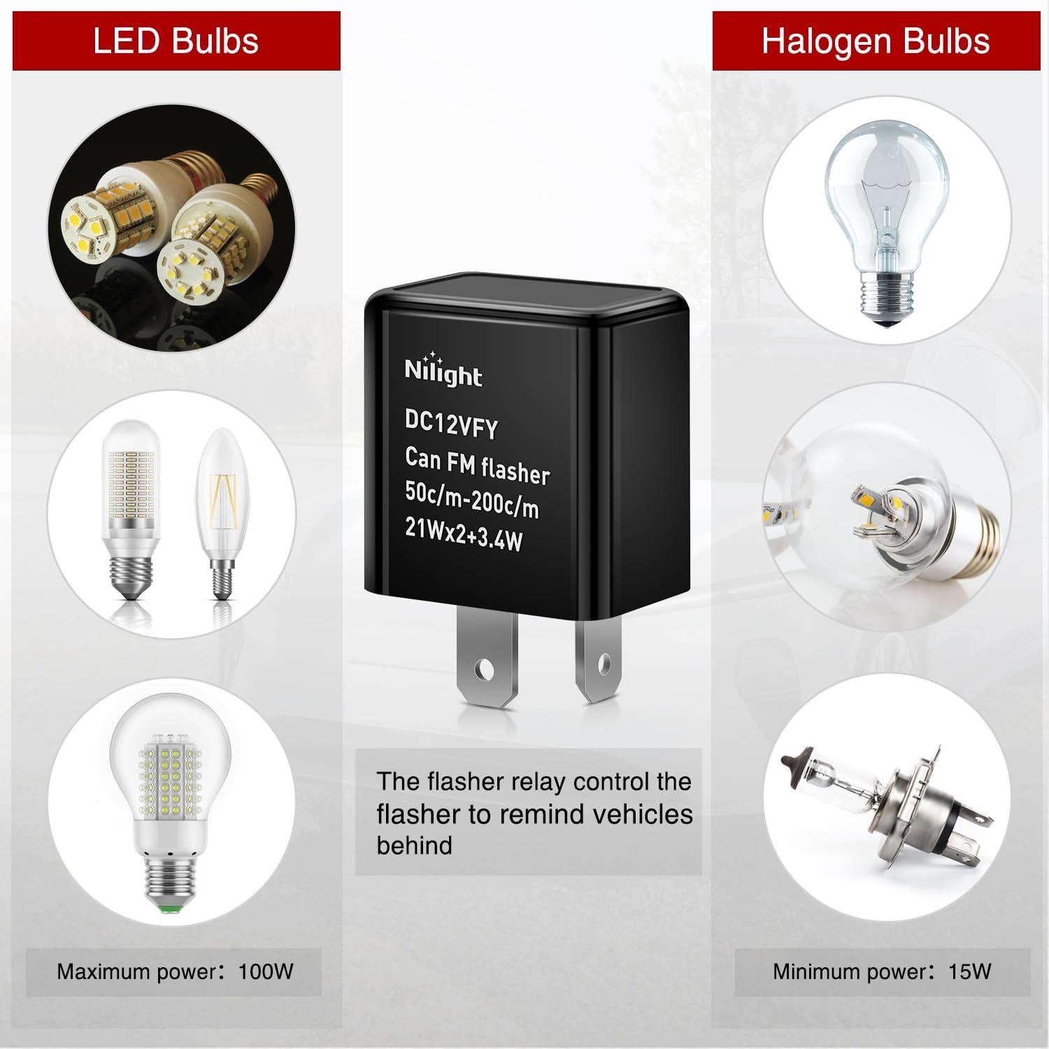 Relé Intermitente Electrónico Nilight 2 Pines 12V Ajustable
