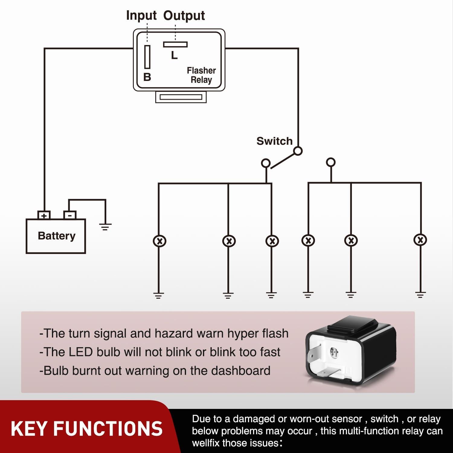 Relé Intermitente Electrónico Nilight 2 Pines 12V Ajustable