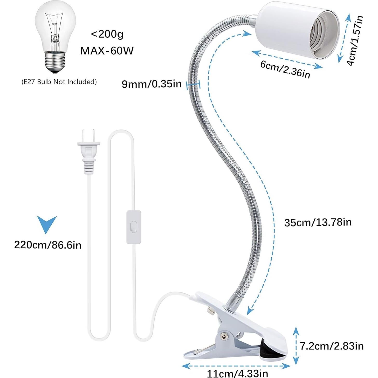 Portalámparas de Clip FEYAIM 2PCS Flexibles Luz Nocturna
