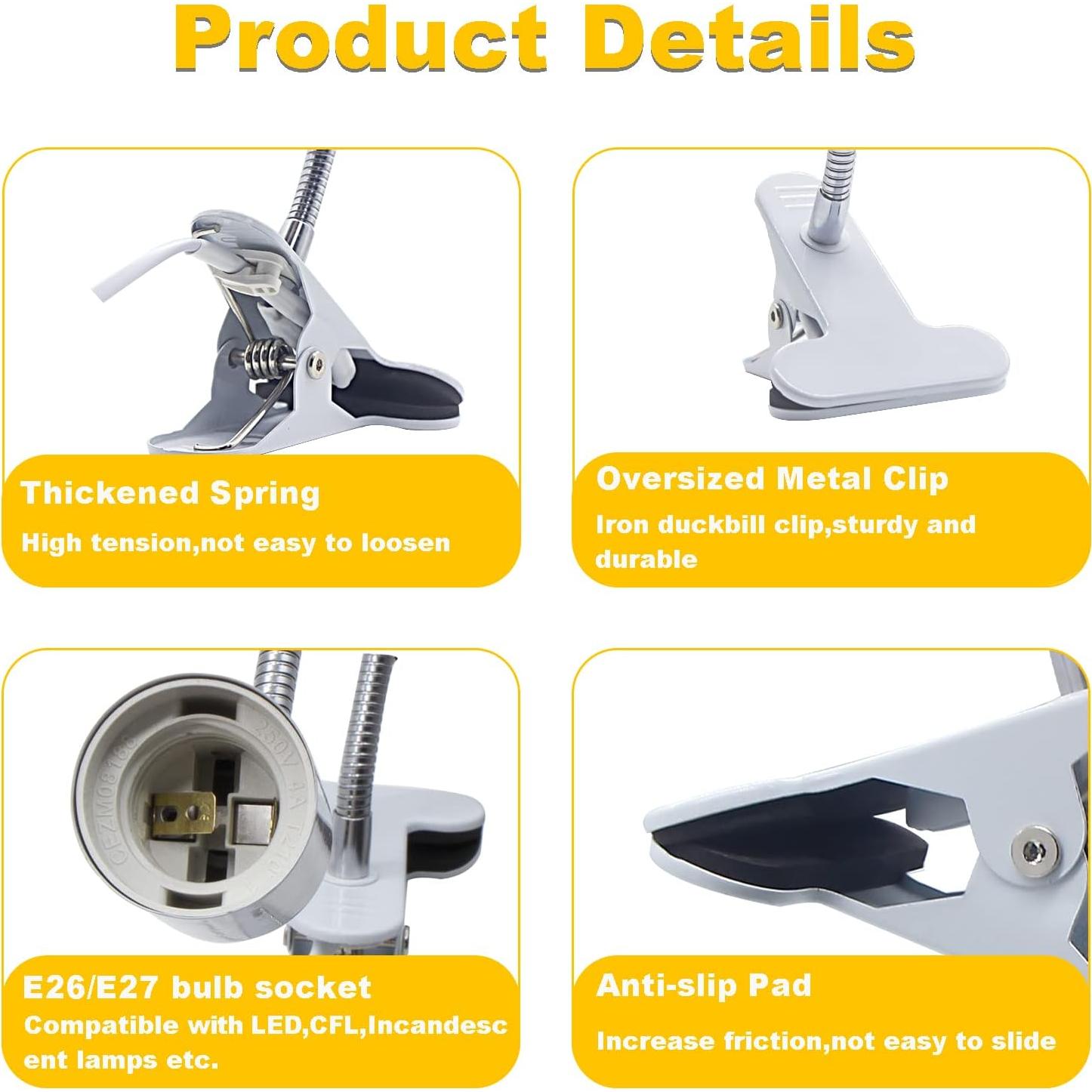 Portalámparas de Clip FEYAIM 2PCS Flexibles Luz Nocturna