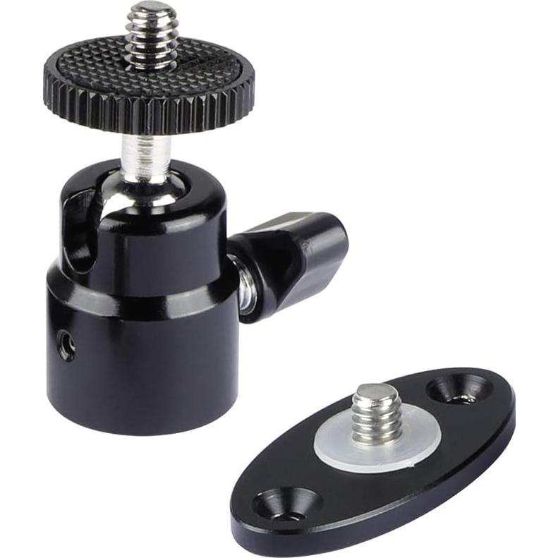 Cabezal de Bola Mini CAMVATE 1/4"-20 con Adaptador y Abrazadera