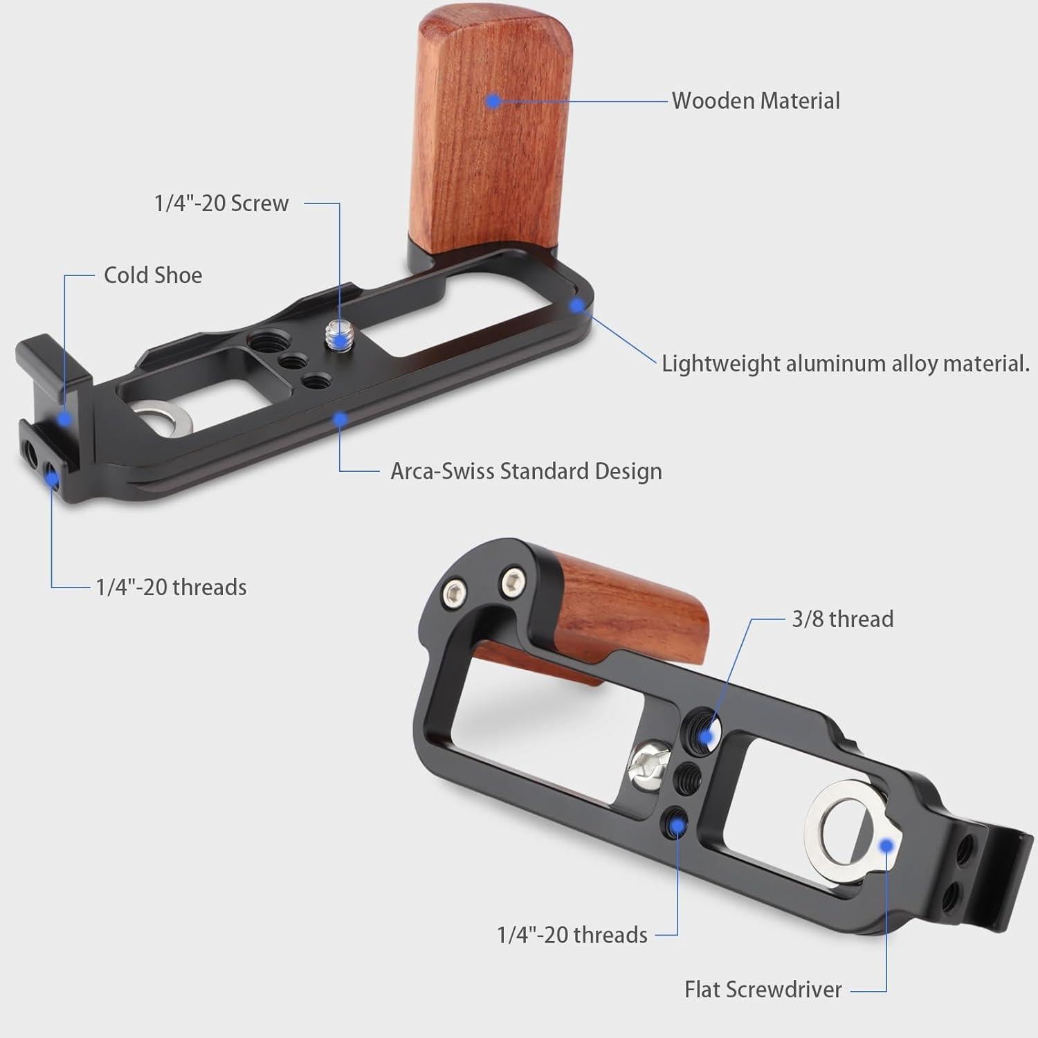 Soporte en L LEFTFOTO para Cámara Fujifilm X-100V con Agarre de Madera