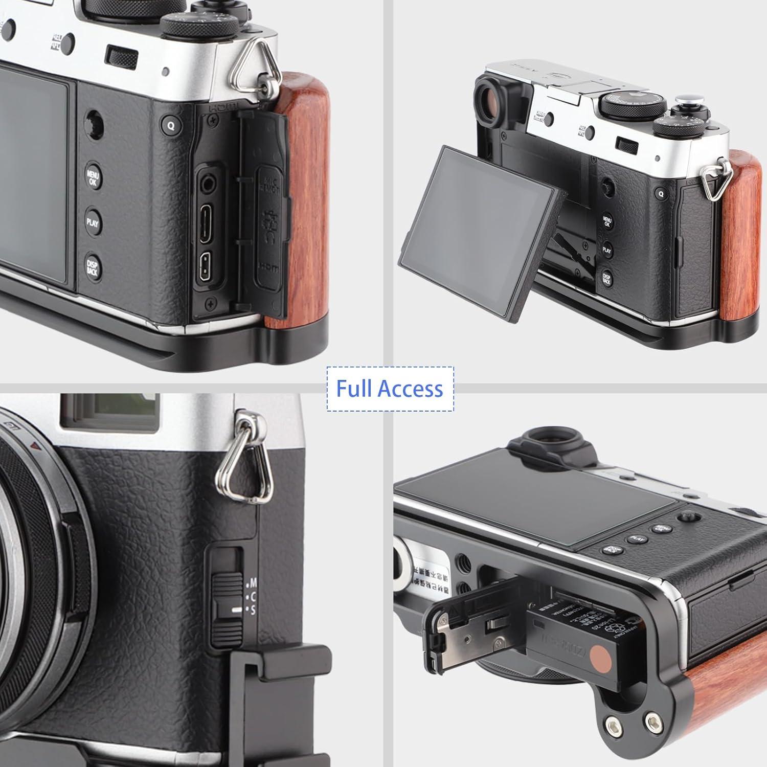 Soporte en L LEFTFOTO para Cámara Fujifilm X-100V con Agarre de Madera