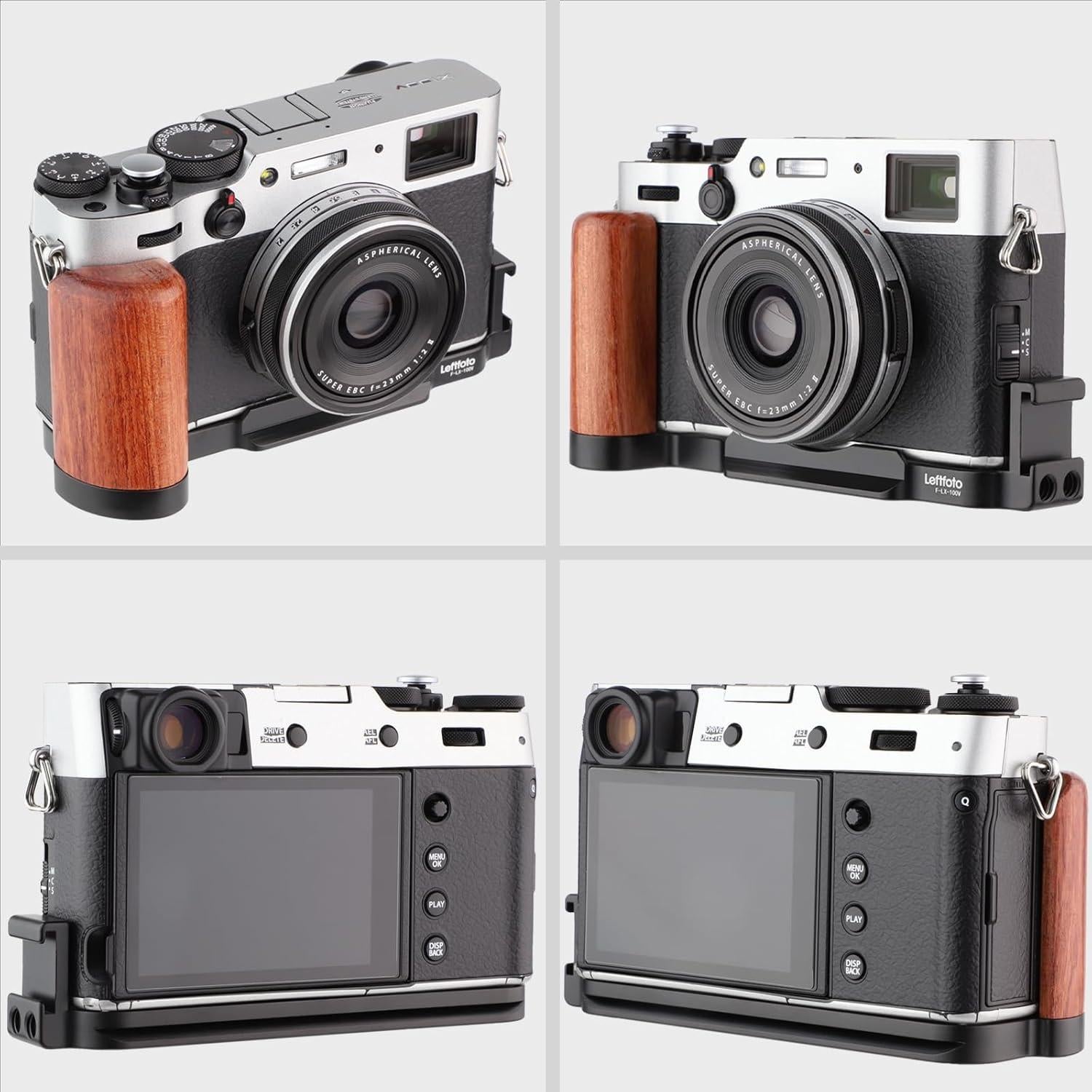 Soporte en L LEFTFOTO para Cámara Fujifilm X-100V con Agarre de Madera