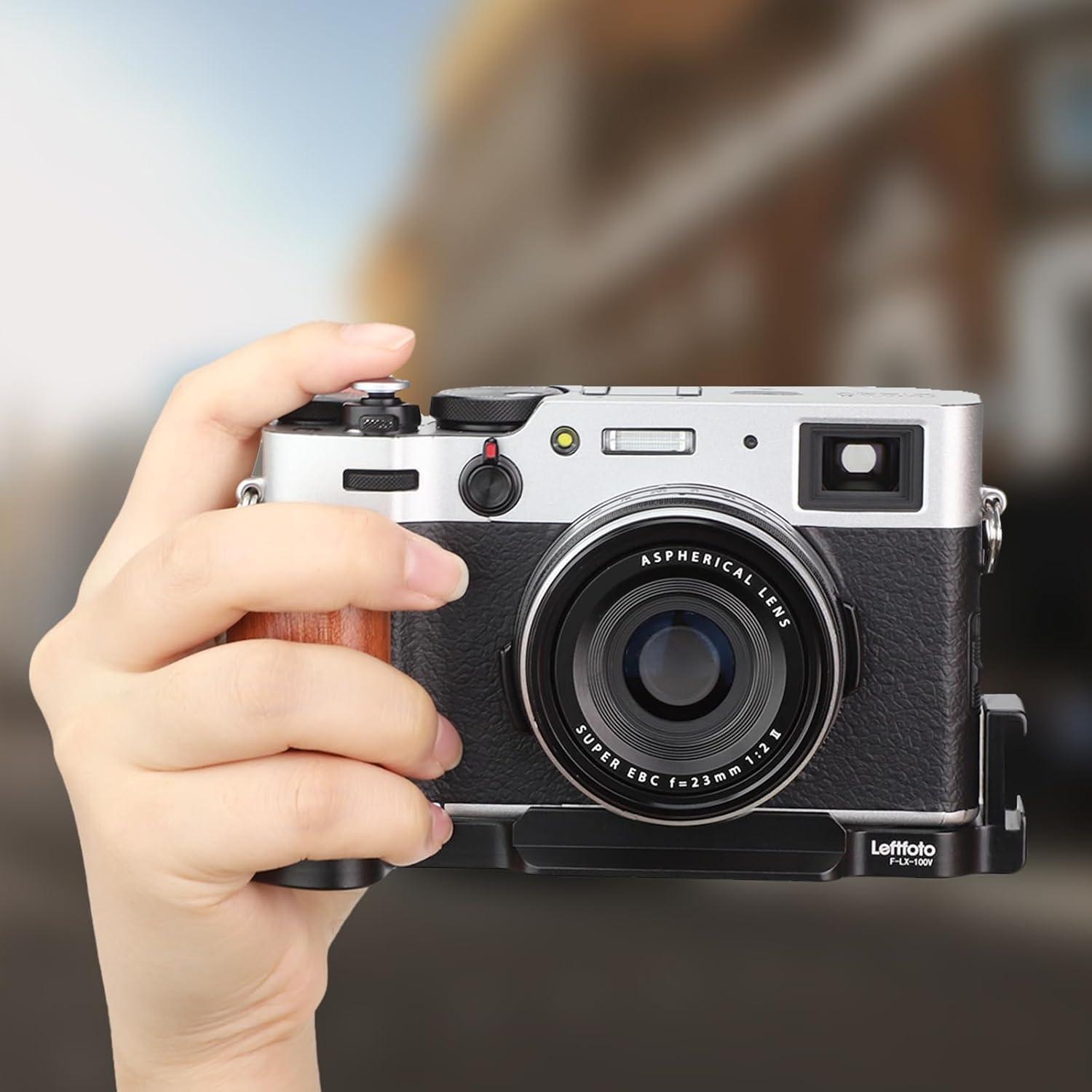 Soporte en L LEFTFOTO para Cámara Fujifilm X-100V con Agarre de Madera