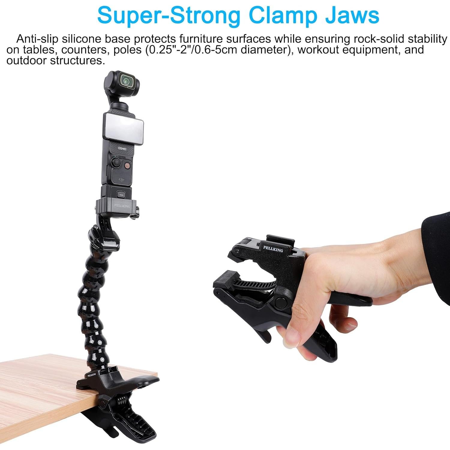 Soporte de Sujeción PellKing Gooseneck para DJI Osmo Pocket 3 y GoPro