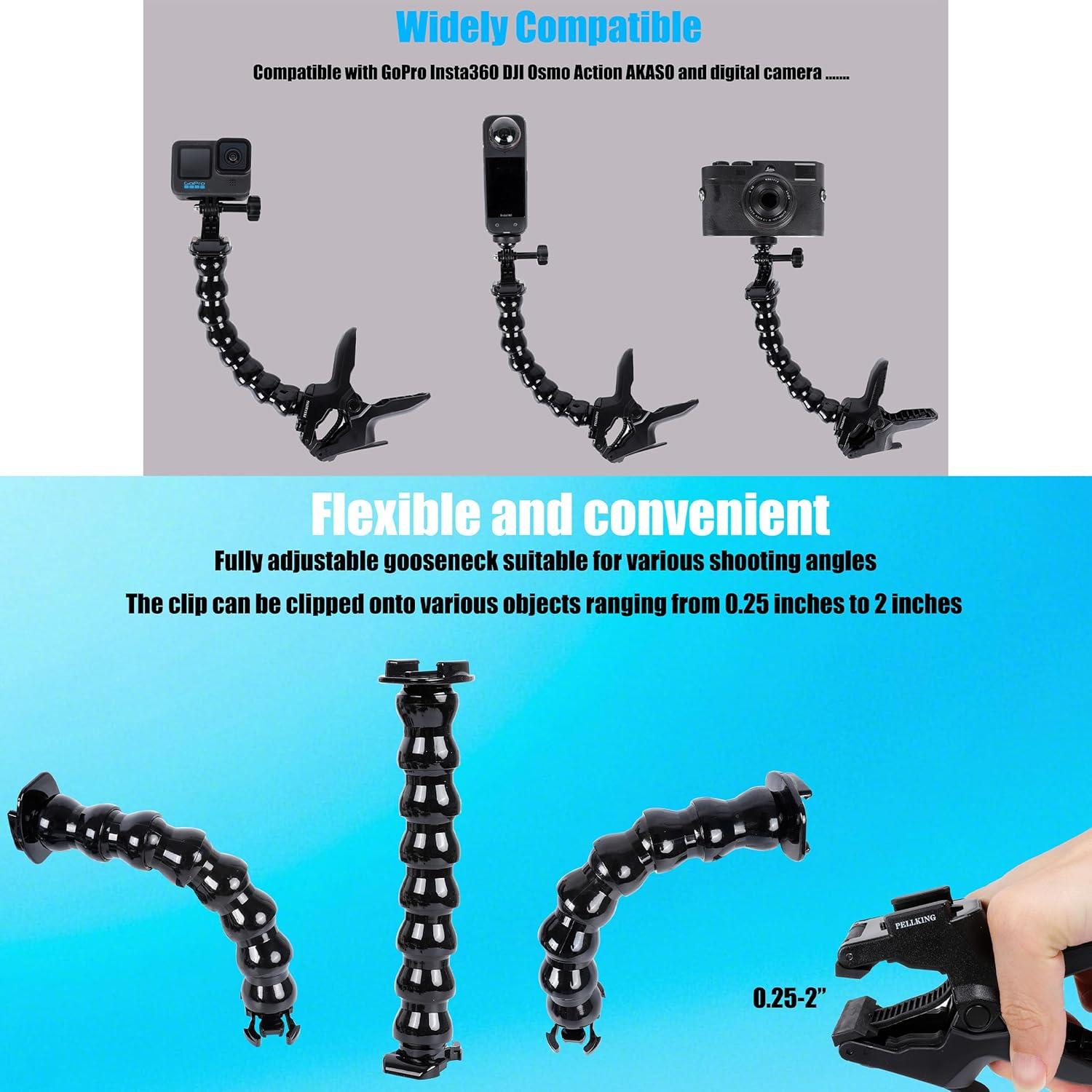 Soporte de Sujeción PellKing Gooseneck para DJI Osmo Pocket 3 y GoPro