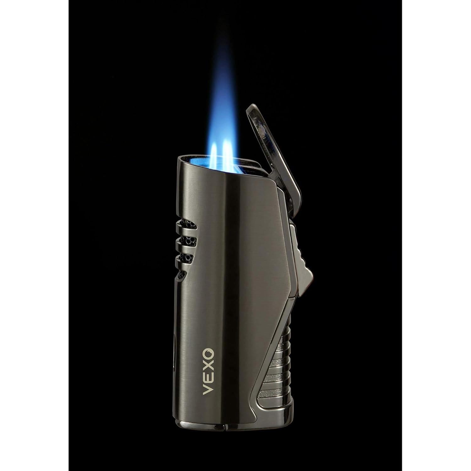 Encendedor VEXO Antorcha Triple Butano Recargable Negro