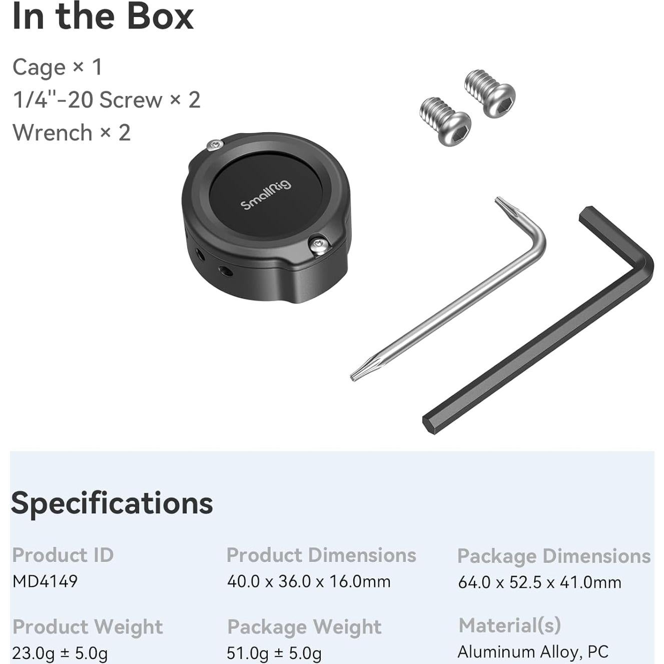 Cage para AirTag SmallRig MD4149 con Doble Montaje 1/4"-20