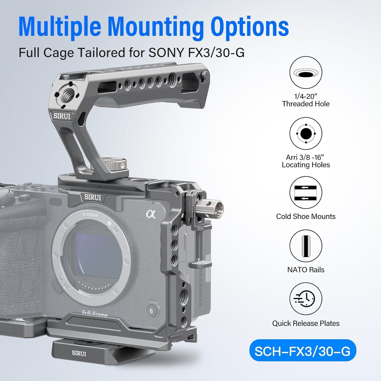 Kit de jaula SIRUI para cámara Sony FX3 FX30 con mango