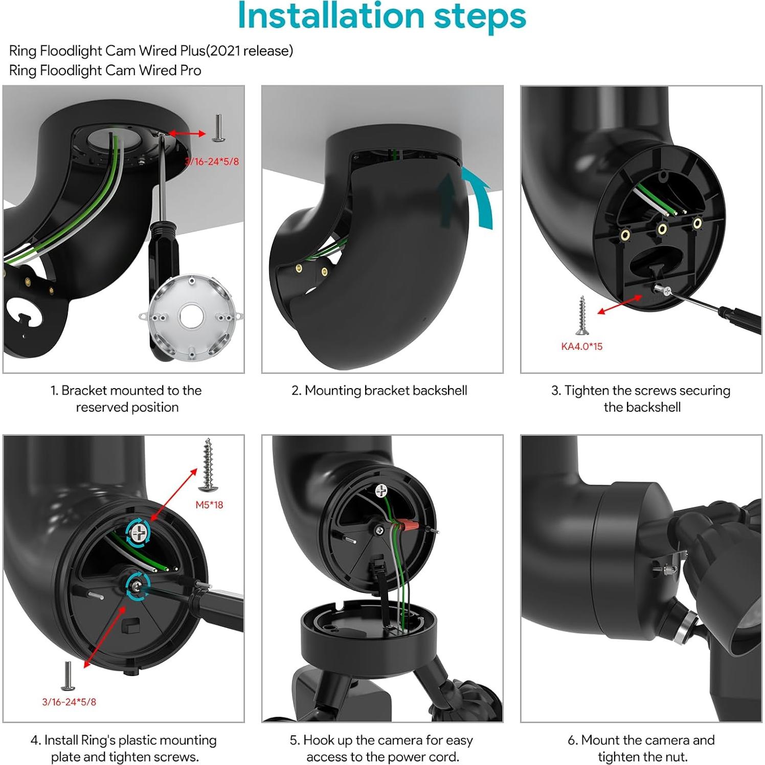 Soporte de Alero SURVADV para Ring y Blink Floodlight - Negro