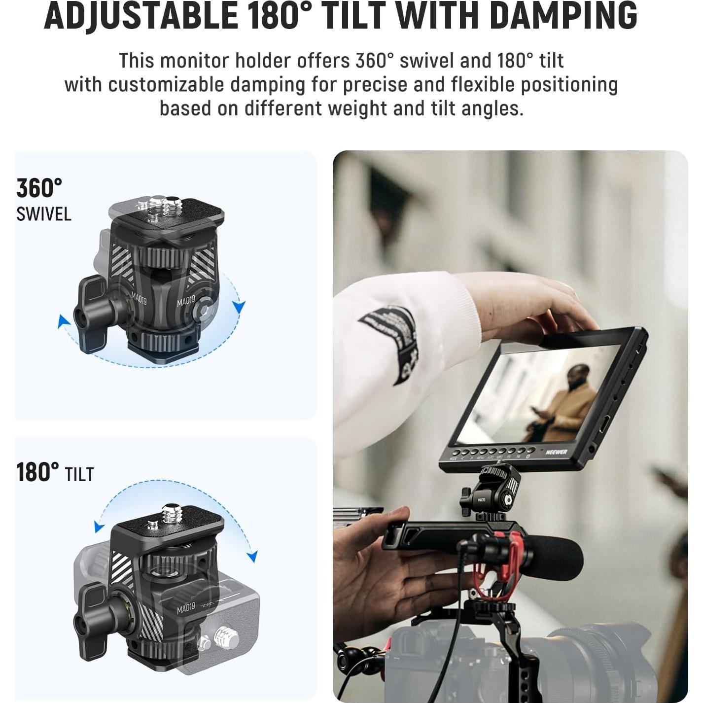 Soporte de Monitor NEEWER 5" y 7" con Giro 360° y Inclinación 180°
