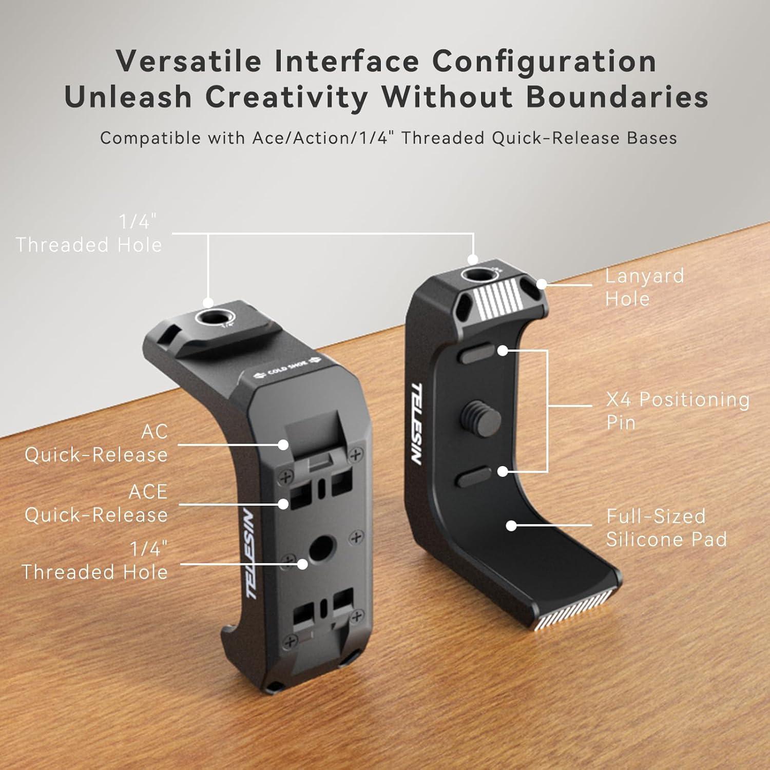Soporte en L TELESIN para X4 - Aluminio, 90° Expandible
