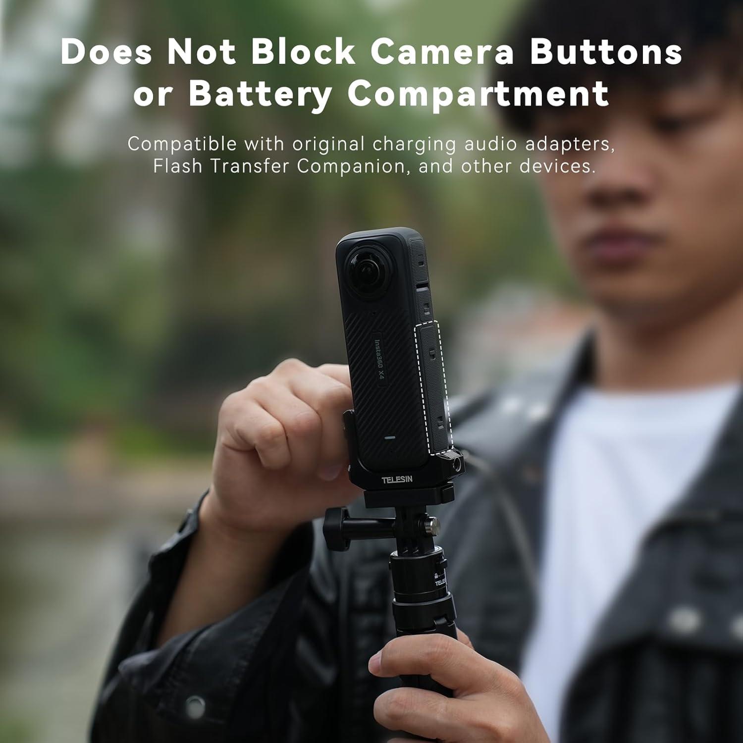 Soporte en L TELESIN para X4 - Aluminio, 90° Expandible