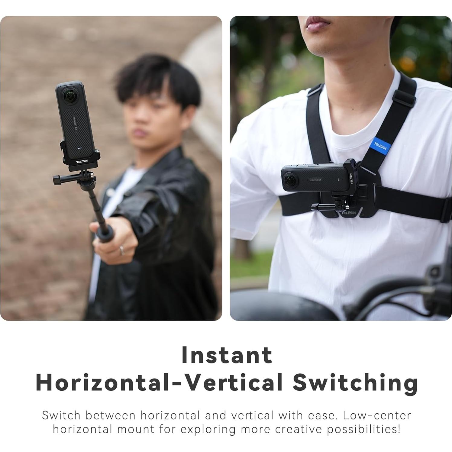 Soporte en L TELESIN para X4 - Aluminio, 90° Expandible