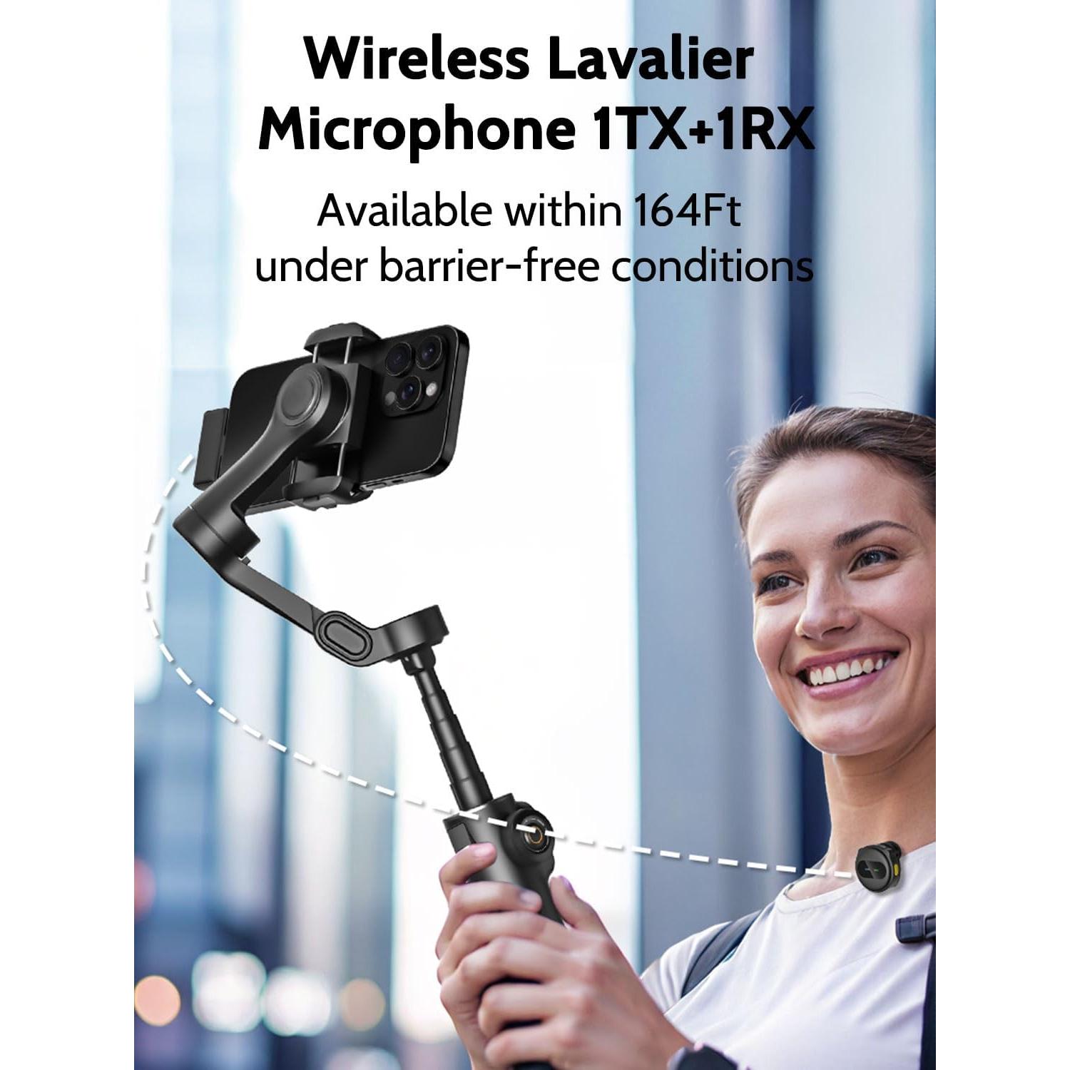 Estabilizador Gimbal 3 Ejes AOCHUAN V8 Mic con Micrófono Inalámbrico